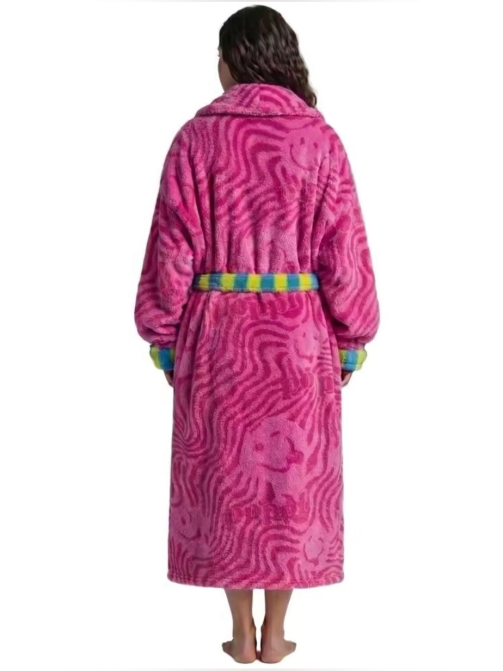 Poppi Stripes Robe Poppi Bath Bathrobe Pink Green Small Medium Neon New Plush - Picture 3 of 7